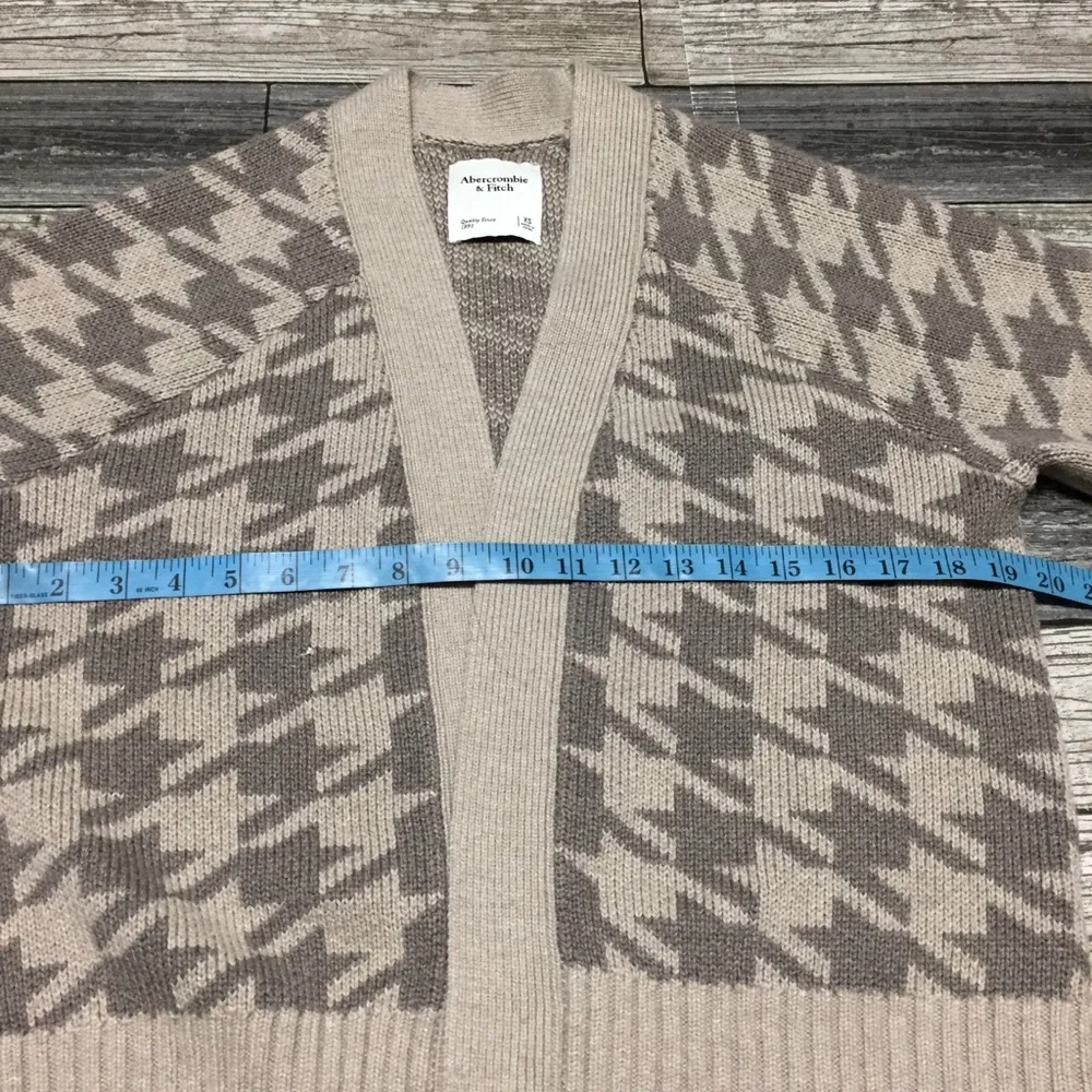 Abercrombie Fitch Houndstooth Plaid Open Front Cardigan Sweater Women’s XS FLAW - Picture 3 of 9